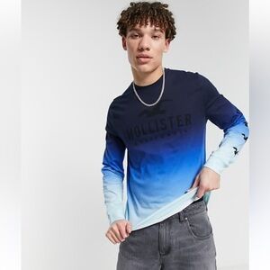 Hollister Ombré Logo Long Sleeve Graphic T- Sz Medium